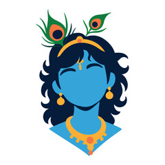 Lord Krishna with Peacock Feathers Illustration