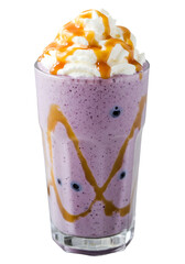Isolated Drink Illustration with Caramel Blueberry Smoothie and Whipped Cream