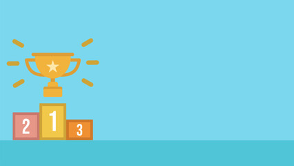Flat design business background with a winner theme. Podium with a champion's trophy. Suitable for business, presentations, advertising, etc.