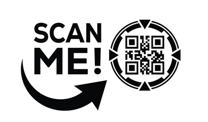 Scan QR code icon. Digital scanning qr code. QR code scan for smartphone. Scan Here text on top of the qr code