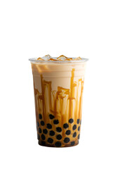 Isolated Boba Tea Photo Against A Black Background Is A Delicious Drink