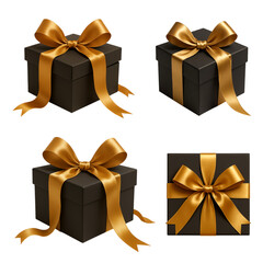 Set of colorful gift boxes and bows for celebrations and holidays