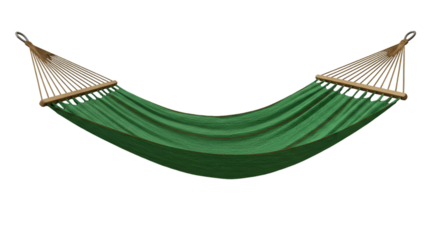 Isolated Green Hammock Illustration In Transparent Background For Leisure and Rest