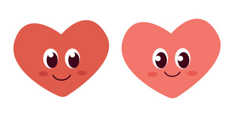 Cartoon two hearts illustration. heart with face