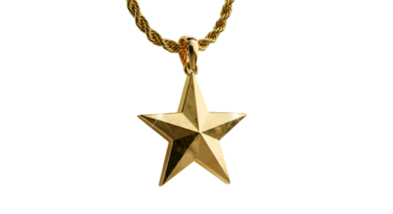 Isolated Gold Star Pendant Necklace Illustration On Transparent Background