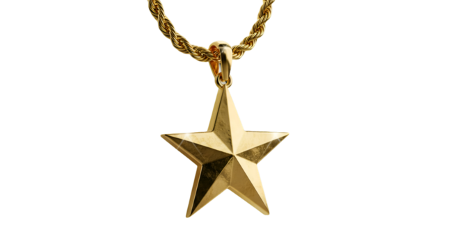 Isolated Gold Star Pendant Necklace Illustration On Transparent Background