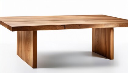 rectangular wooden dining table isolated on a white background