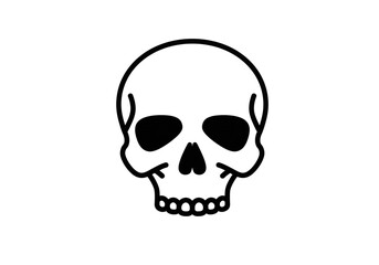 A simple black and white line drawing of a skull on a plain white background image
