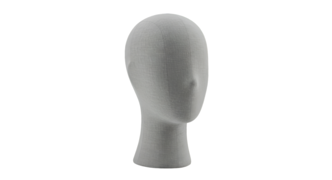 Isolated Gray Head Mannequin On Transparent Background Studio Photo