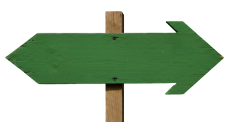 Isolated Green Arrow Sign On Wooden Post Illustration Against Black