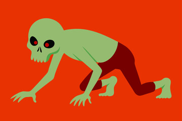 Fototapeta premium skeletal zombie crawling