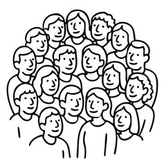 Diverse Crowd Forming a Group Shape in Circle