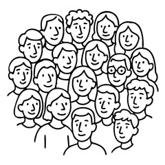 Diverse Crowd Forming a Group Shape in Circle