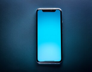 modern smartphone with light blue screen