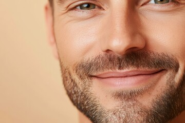 Fototapeta premium Middle-aged man showing facial lines and texture