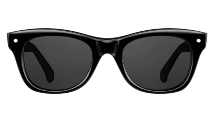 Black sunglasses, top-down view.  Dark lenses.  Retro style