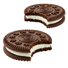 Isolated Cookie Illustration On Transparent Background With Bite Closeup View