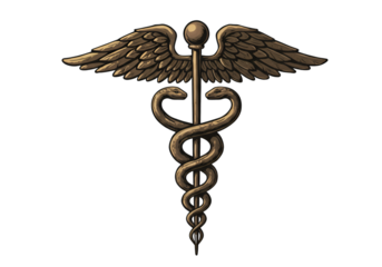 Isolated Illustration Of Gold Caduceus Medical Symbol With Transparent Background