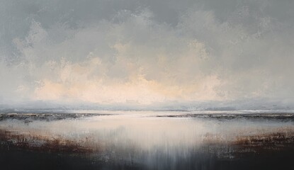 Obraz premium Pale, tranquil landscape. Vast, muted sky