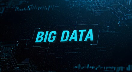Conceptual big data processing on a futuristic digital circuit background. Information technology and analytics concept.