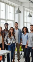 Obraz premium A Diverse Group of Young Professionals Posing Together in a Modern Office Environment