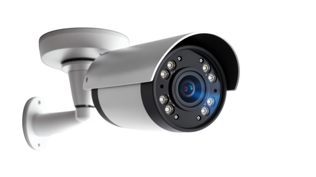 Modern Bullet Security Camera Mounted on Ceiling