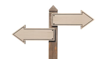 Rustic Wooden Signpost with Blank Directional Arrows
