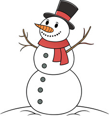 Cute Cartoon Snowman Vector Illustration