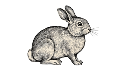 Isolated Illustration Of A White Rabbit On Transparent Background