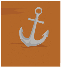 anchor in the sand.The anchor is stuck in the sand, 