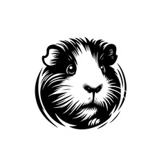Stylized Black and White Guinea Pig Portrait with Textured Fur.