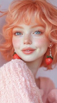 Beautiful young woman smiling confidently in stylish clothing. Close up video portrait with natural expression, soft lighting, and modern fashion vibe. Perfect for beauty and lifestyle themes.176