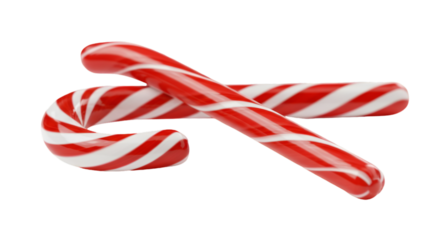 Isolated Photo Of Candy Canes On Transparent Background With Red And White Stripes