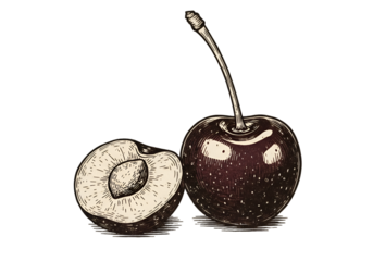 Isolated Illustration Of Cherry Fruit With Black Background For Food Design
