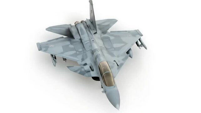 Dassault Rafale F4 360&deg; Rotating Animation on White Background &ndash; Seamless Loop with Sharp Technical Detailing