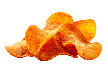 Spicy potato chips crunchy snack food delicious