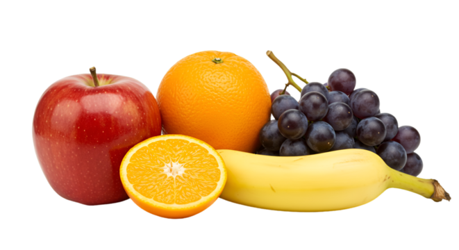 Isolated Fruits Illustration On Transparent Background With Apple And Grapes