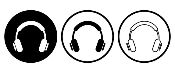 Isolated Headphone Buttons icon set, IT Support graphic elements, Media, DJ, Podcast and App, Web banner illustration clip art.