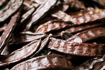 Carob pods, fruit of carob tree, Ceratonia siliqua