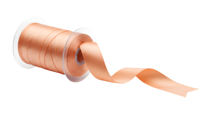 Isolated Orange Ribbon Roll Illustration on Transparent Background - Powered by Adobe
