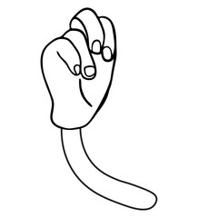 Hand Sign Language Alphabet N Hand Drawn