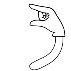 Naklejka premium Hand Sign Language Alphabet V Hand Drawn