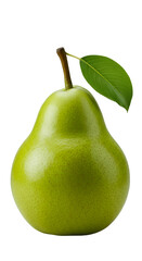 Isolated Green Pear Photo With Leaf On Transparent Background