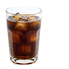 Isolated Photo Of Cold Cola Drink In Glass With Ice Cubes On Transparent Background