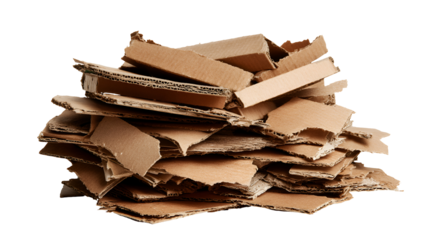 Pile of torn cardboard pieces recycling waste material
