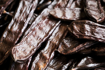 Carob pods, fruit of carob tree, Ceratonia siliqua