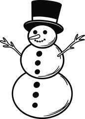 Snowman Coloring Page Vector Illustration on a white background