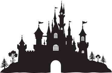 Obraz premium Mystical Castle Night Scene Silhouette Set