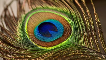 Obraz premium Intricate Peacock Feather Detail A Close-Up of Iridescent Plumage