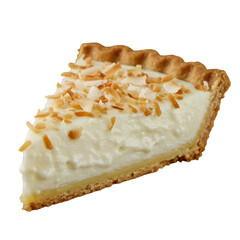 Isolated Photo Of A Slice Of Coconut Pie With Cream Filling On Transparent Background